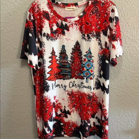 Southern Stitch Tops - Southern Stitch Merry Christmas Red & Black Graphic Tee size 2X